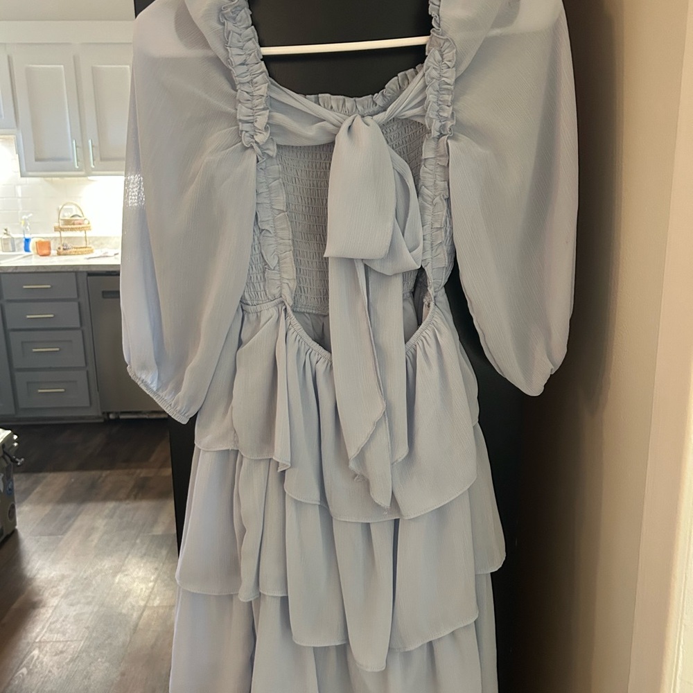 Amazon Light Blue Ruffled Mini Dress - Picture 2 of 2